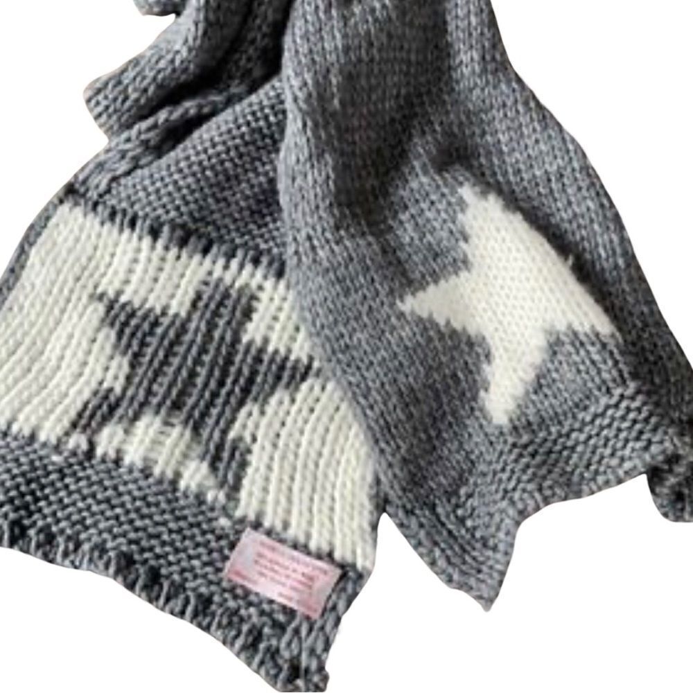 Nardi & Tagliaferri Alpaca & Wool Scarf Gray White Stars Made In Italy NWT